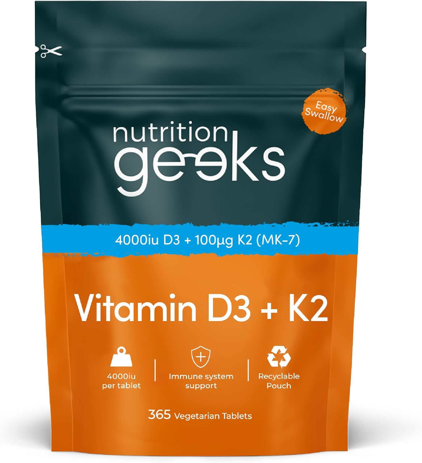Nutrition Geeks Vitamin D3&K2 for Bone Health Support